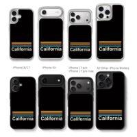 California retro rainbow stripes Chris Brown Phone Case Black Electroplated Silver For Iphone 11 To 17