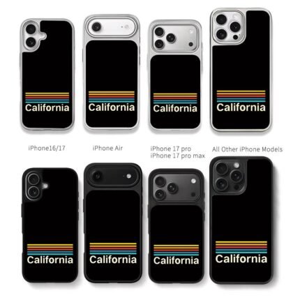 California retro rainbow stripes Chris Brown Phone Case Black Electroplated Silver For Iphone 11 To 17