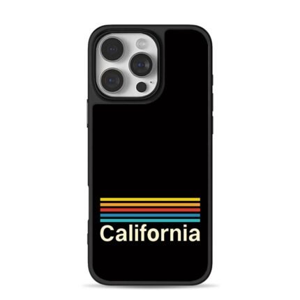 California retro rainbow stripes iPhone 16 Pro Max Black Case