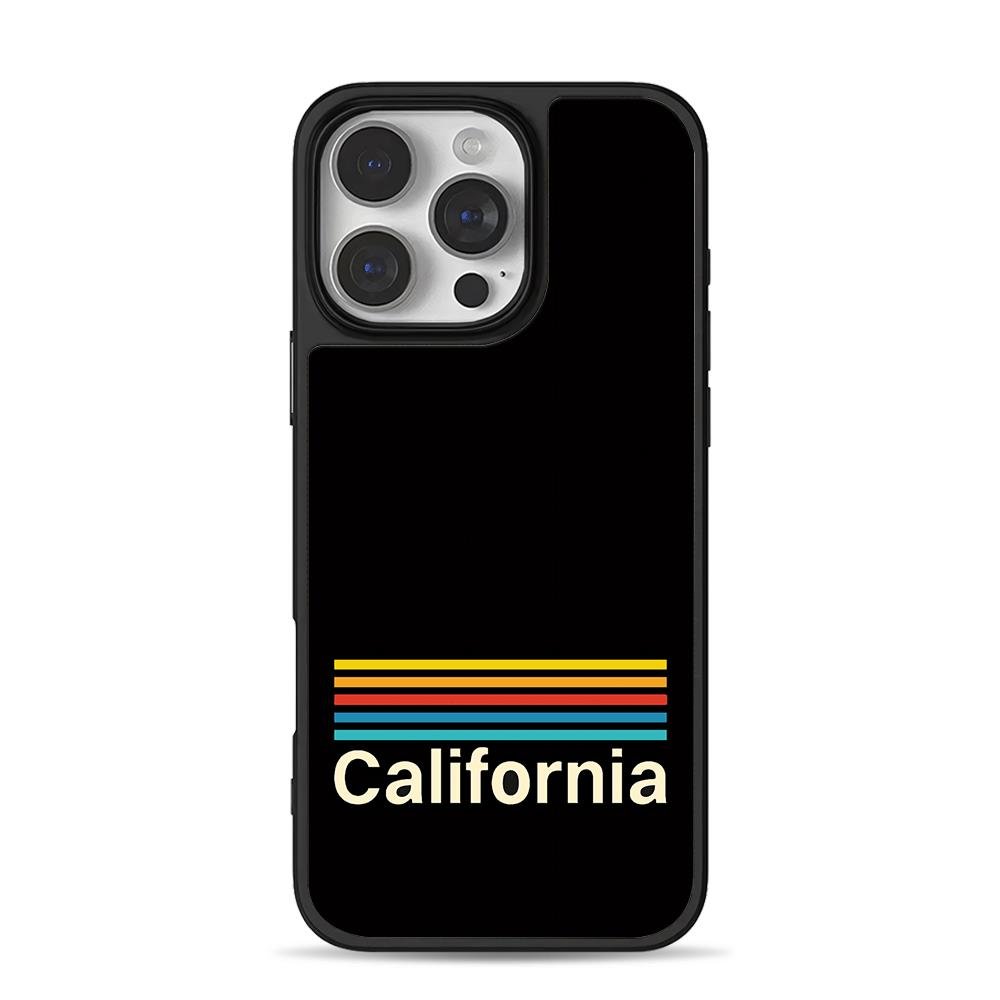 California retro rainbow stripes iPhone 16 Pro Max Black Case California retro rainbow stripes iPhone 16 Pro Max Black Case