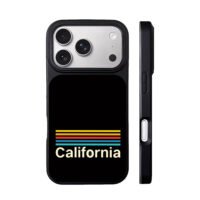 California retro rainbow stripes iPhone 17 Pro Max Black Case