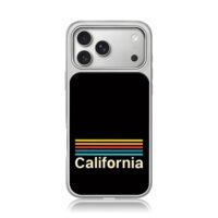 California retro rainbow stripes iPhone 17 Pro Max Electroplated Silver Case1