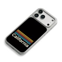 California retro rainbow stripes iPhone 17 Pro Max Electroplated Silver Case2