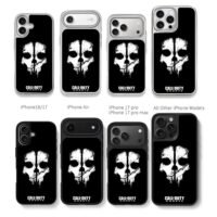 Call of Duty Ghosts mask Chris Brown Phone Case Black Electroplated Silver For Iphone 11 To 17