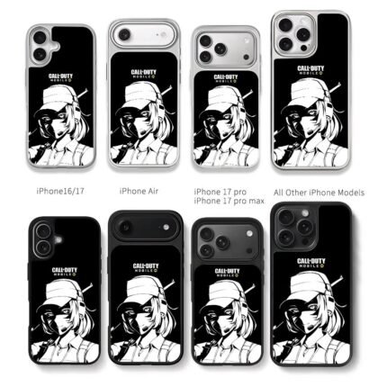 Call of Duty Mobile anime girl Chris Brown Phone Case Black Electroplated Silver For Iphone 11 To 17