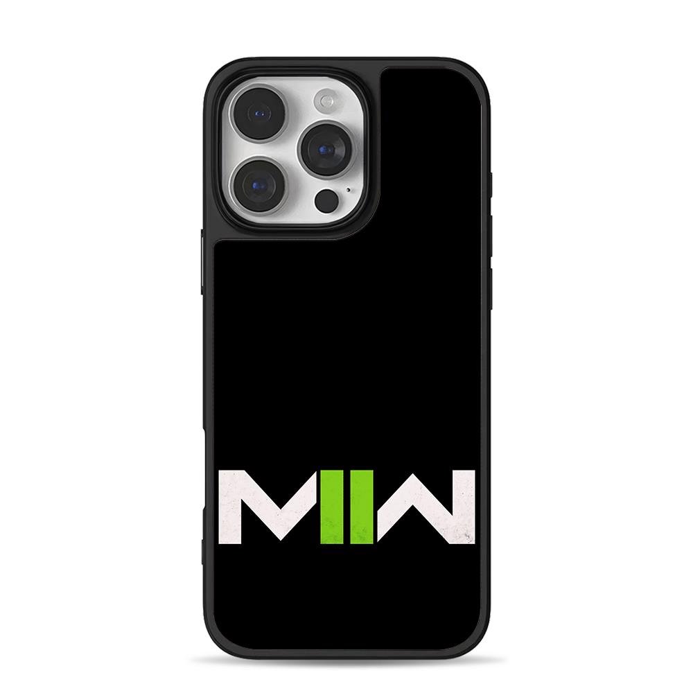 Call of Duty MWII white green logo iPhone 16 Pro Max Black Case Call of Duty MWII white green logo iPhone 16 Pro Max Black Case