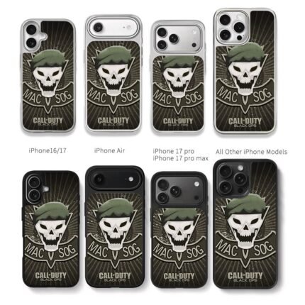 CallOfDutyBlackOpsMACSOGskull Chris Brown Phone Case Black Electroplated Silver For Iphone 11 To 17