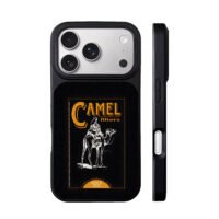 Camel ad with man riding camel iPhone 17 Pro Max Black Case