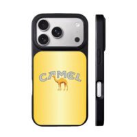 Camel logo and camel on yellow iPhone 17 Pro Max Black Case