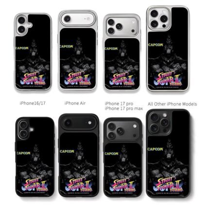 Capcom SF2 Turbo Akuma art Chris Brown Phone Case Black Electroplated Silver For Iphone 11 To 17