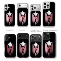 Captain America shield stripes Chris Brown Phone Case Black Electroplated Silver For Iphone 11 To 17