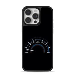 Car tachometer gauge on black background iPhone 16 Pro Max Black Case