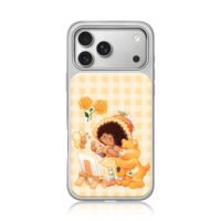 Care Bear girl paint sunflower iPhone 17 Pro Max Electroplated Silver Case1