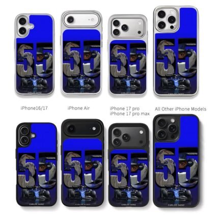 Carlos Sainz 55 F1 car helmets Chris Brown Phone Case Black Electroplated Silver For Iphone 11 To 17
