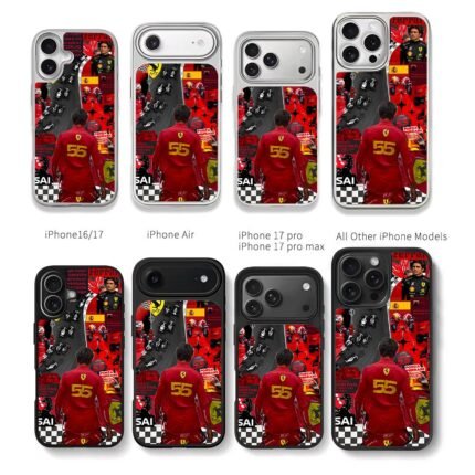 Carlos Sainz 55 Ferrari F1 art Chris Brown Phone Case Black Electroplated Silver For Iphone 11 To 17