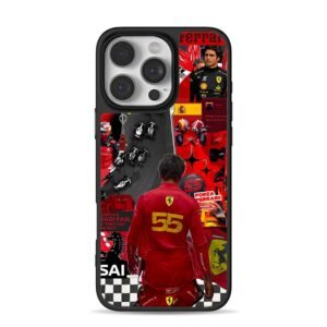 Carlos Sainz 55 Ferrari F1 art Phone Case for iPhone 11-17 & Samsung Galaxy S24-S26