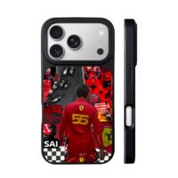 Carlos Sainz 55 Ferrari F1 art iPhone 17 Pro Max Black Case