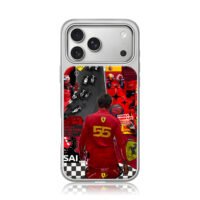 Carlos Sainz 55 Ferrari F1 art iPhone 17 Pro Max Electroplated Silver Case1