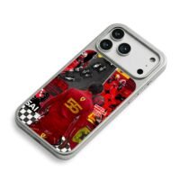 Carlos Sainz 55 Ferrari F1 art iPhone 17 Pro Max Electroplated Silver Case2
