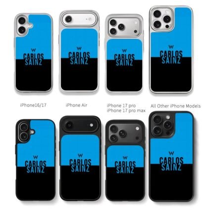 Carlos Sainz blue black split with W Chris Brown Phone Case Black Electroplated Silver For Iphone 11 To 17