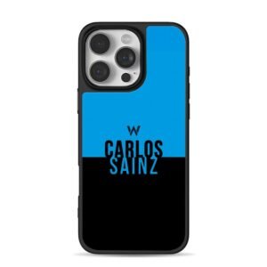Carlos Sainz blue black split with W iPhone 16 Pro Max Black Case