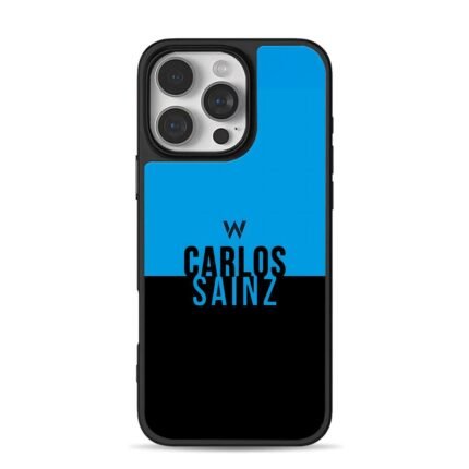 Carlos Sainz blue black split with W iPhone 16 Pro Max Black Case