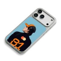 Cartoon 81 F1 racer mastercard art iPhone 17 Pro Max Electroplated Silver Case2