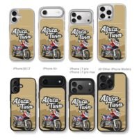 Cartoon Africa Twin motorcycle Chris Brown Phone Case Black Electroplated Silver For Iphone 11 To 17