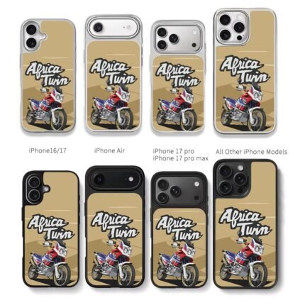 Cartoon Africa Twin motorcycle Chris Brown Phone Case Black Electroplated Silver For Iphone 11 To 17