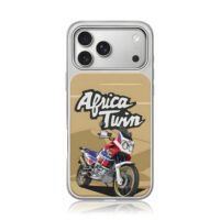 Cartoon Africa Twin motorcycle iPhone 17 Pro Max Electroplated Silver Case1