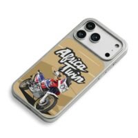 Cartoon Africa Twin motorcycle iPhone 17 Pro Max Electroplated Silver Case2