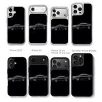 Cartoon black Nissan R32 JDM Chris Brown Phone Case Black Electroplated Silver For Iphone 11 To 17