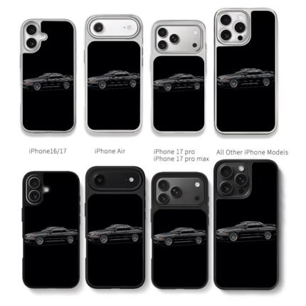 Cartoon black Nissan R32 JDM Chris Brown Phone Case Black Electroplated Silver For Iphone 11 To 17