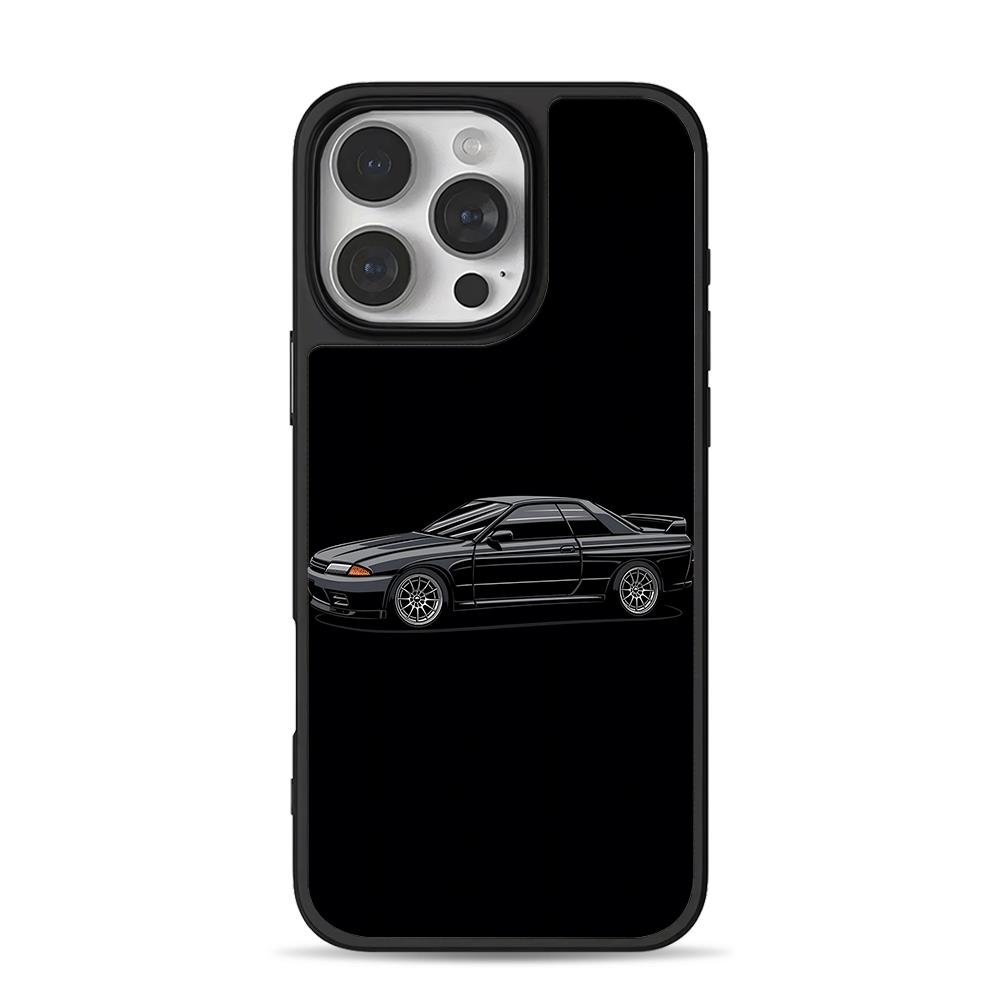 Cartoon black Nissan R32 JDM iPhone 16 Pro Max Black Case Cartoon black Nissan R32 JDM iPhone 16 Pro Max Black Case