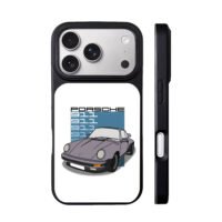 Cartoon grey Porsche 911 classic sport car print iPhone 17 Pro Max Black Case