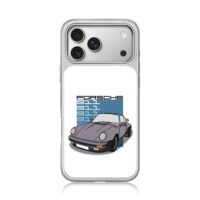 Cartoon grey Porsche 911 classic sport car print iPhone 17 Pro Max Electroplated Silver Case1