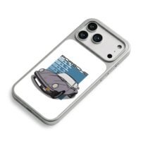 Cartoon grey Porsche 911 classic sport car print iPhone 17 Pro Max Electroplated Silver Case2