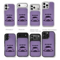 Cartoon Honda Civic on purple Chris Brown Phone Case Black Electroplated Silver For Iphone 11 To 17