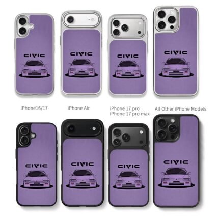 Cartoon Honda Civic on purple Chris Brown Phone Case Black Electroplated Silver For Iphone 11 To 17