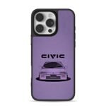 Cartoon Honda Civic on purple Phone Case for iPhone 11-17 & Samsung Galaxy S24-S26