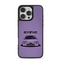 Cartoon Honda Civic on purple Phone Case for iPhone 11-17 & Samsung Galaxy S24-S26
