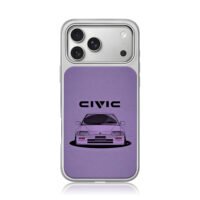 Cartoon Honda Civic on purple iPhone 17 Pro Max Electroplated Silver Case1