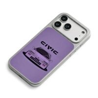 Cartoon Honda Civic on purple iPhone 17 Pro Max Electroplated Silver Case2