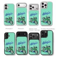 Cartoon Kawasaki Ninja bike on mint Chris Brown Phone Case Black Electroplated Silver For Iphone 11 To 17