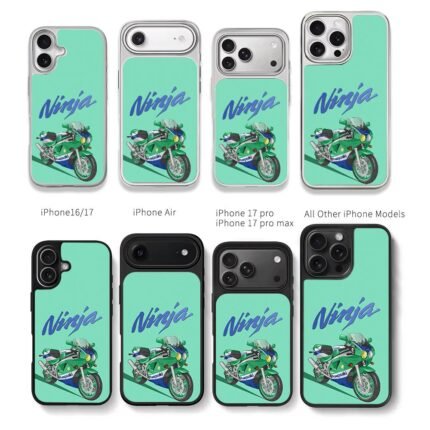 Cartoon Kawasaki Ninja bike on mint Chris Brown Phone Case Black Electroplated Silver For Iphone 11 To 17