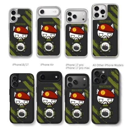 Cartoon Maestrobi bear smoking camo Chris Brown Phone Case Black Electroplated Silver For Iphone 11 To 17