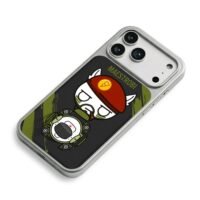 Cartoon Maestrobi bear smoking camo iPhone 17 Pro Max Electroplated Silver Case2