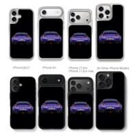 Cartoon purple Nissan GTR rear Chris Brown Phone Case Black Electroplated Silver For Iphone 11 To 17