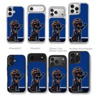 Cartoon Red Bull F1 racer tyre Chris Brown Phone Case Black Electroplated Silver For Iphone 11 To 17