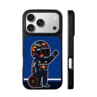 Cartoon Red Bull F1 racer tyre iPhone 17 Pro Max Black Case